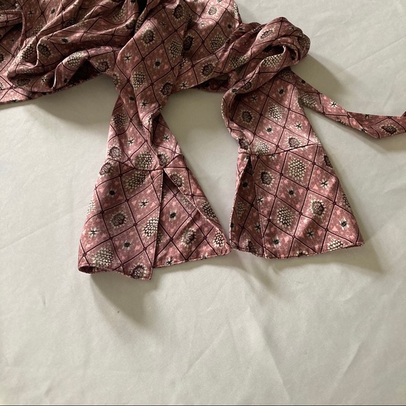 Chelsea28 Wrap Tie Pink Printed Bell Sleeves Top - Picture 8 of 11